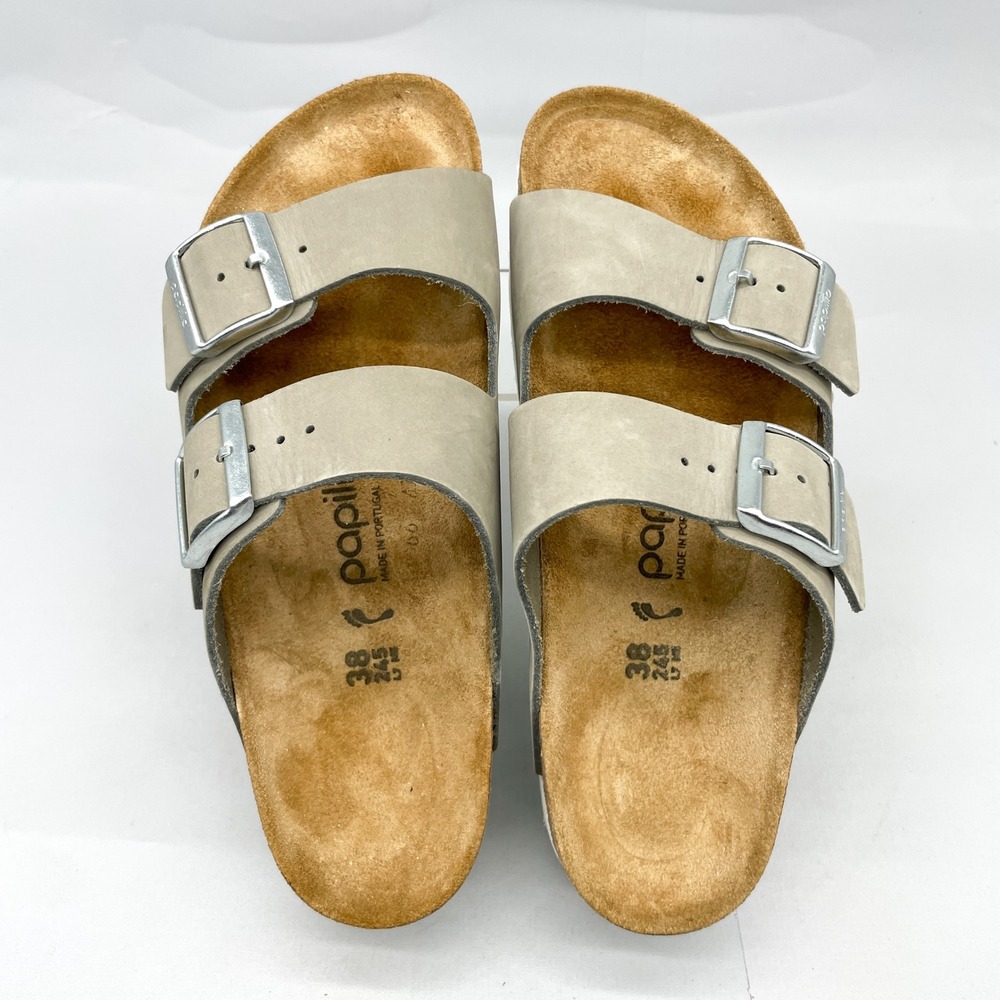 Birkenstock Papillio Arizona Platform Sandals Womens 38 7 N Dove Gray Leather - Picture 7 of 12